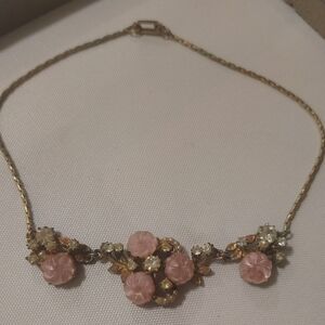 Vintage 1950s Pink Floral Necklace
